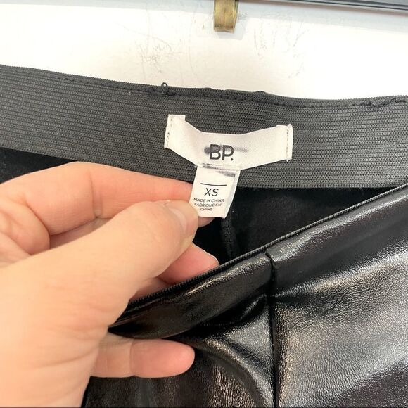 BP. Black Faux Leather High Waist Slim fit Split Hem Leggings Bootcut Pants - Picture 3 of 7